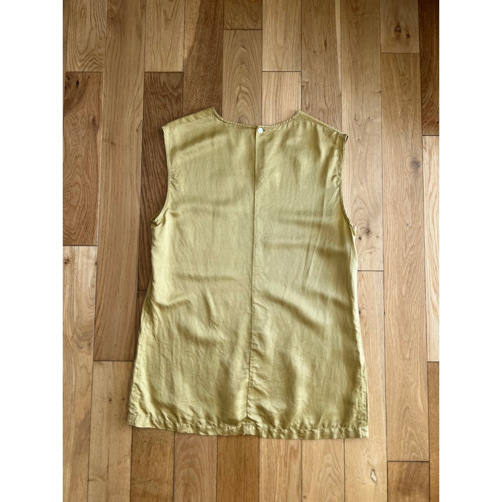 VTG Genny 2 Piece Sleeveless 100% Silk Pant Suit Yellow Made in Italy Size US 4 - Picture 5 of 15